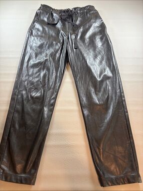OVERLOVER Black Fluid Crepe Trousers Size 29 / M Shoelace Drawstring Pants